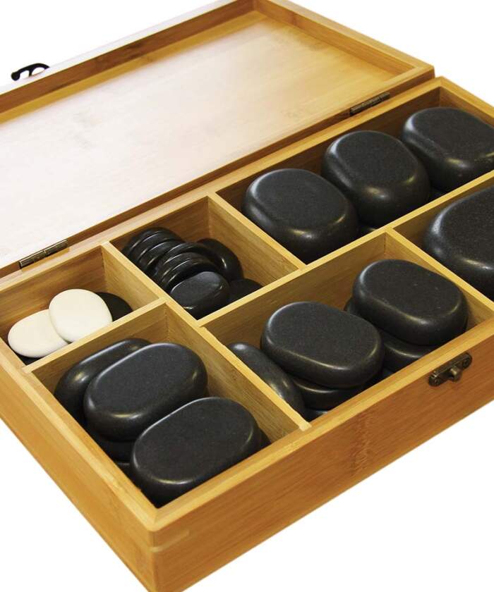 Affinity Basalt Stone Therapy Set 50 Pieces Wooden Box - Image 2