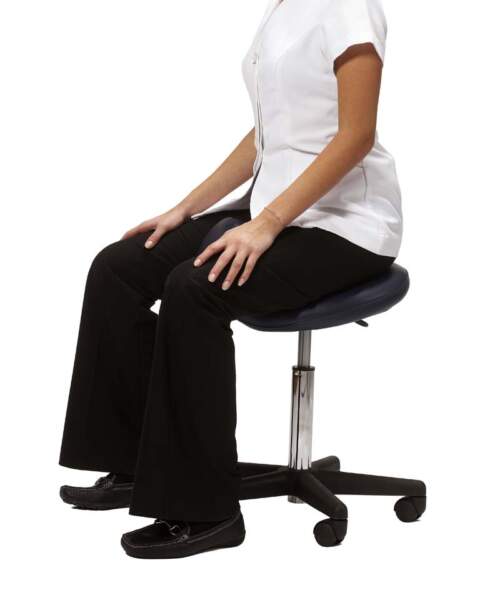 Affinity Gaslift Saddle Stool with therapist sitting