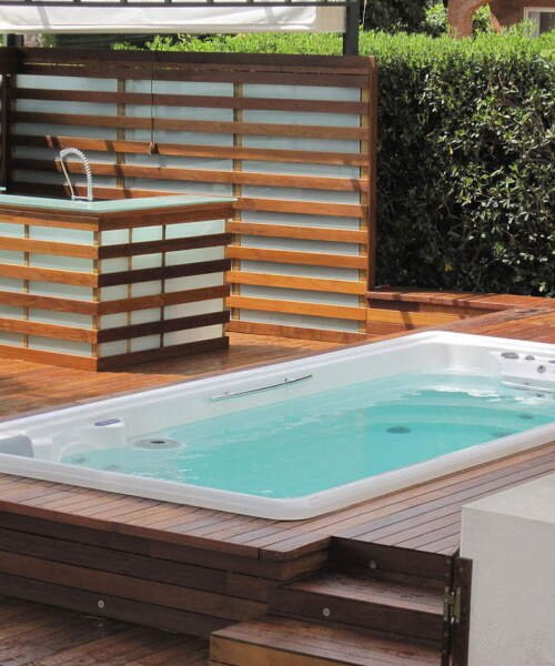 Astralpool Swimspa Mediterranea backyard installation