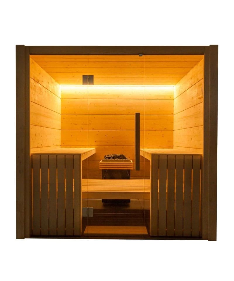 Harvia Olympus Front View w/ Lights on