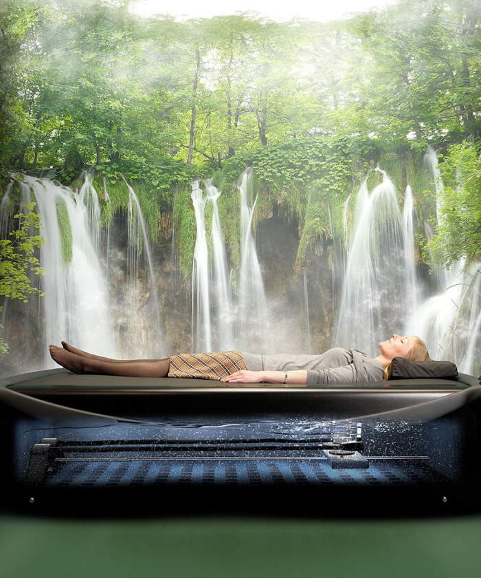 Dreamwater Jet Dry Floatation Bed Forest Waterfall
