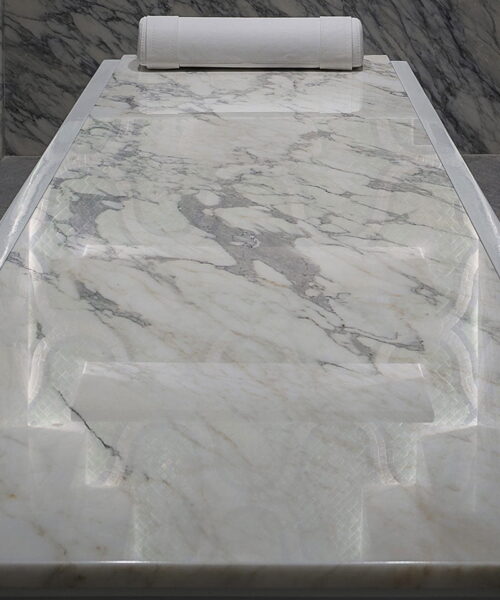 Fabio Alemanno Square Hammam Daybed white marble surface