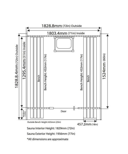 Almost Heaven Saunas Audra Product Dimensions
