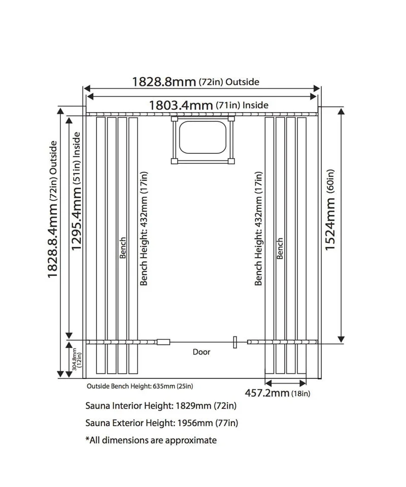 Almost Heaven Saunas Audra Product Dimensions