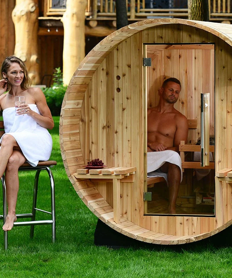 Almost Heaven Audra Barrel Sauna in garden