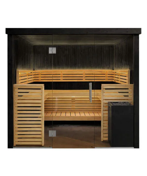 Harvia Fenix Pre-fabricated Indoor Glass Front Sauna Kit