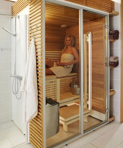 Harvia Sirius Square bathroom installation