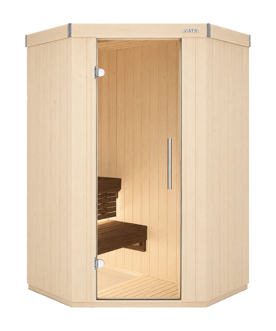 Harvia Variant Small Corner Aspen Panelling Thermo Aspen Interior
