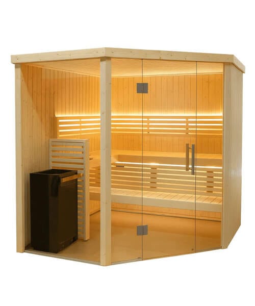 Harvia Variant View Corner Large 4 Person Glass Front Sauna