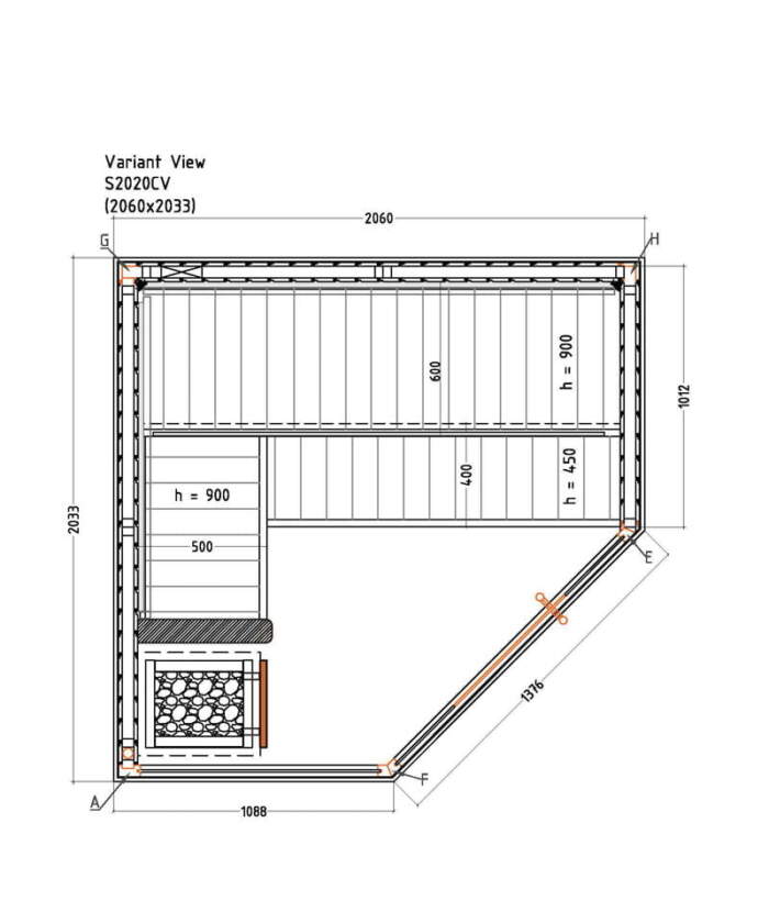 Harvia Variant View Corner Large 4 Person Glass Front Sauna - Image 5