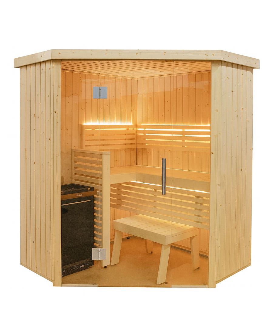 Harvia Variant View Corner Medium 3 Person Glass Front Sauna