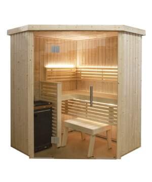 Harvia Variant View Corner Medium 3 Person Glass Front Sauna