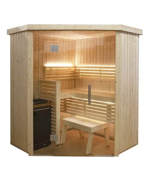 Harvia Variant View Corner Medium 3 Person Glass Front Sauna