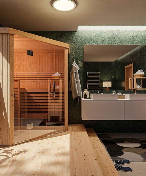 Harvia Variant View Corner Medium Bathroom Installation