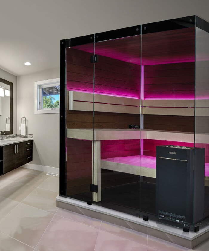 Harvia Block Custom-Made Indoor Glass Front Sauna Cabin - Image 6