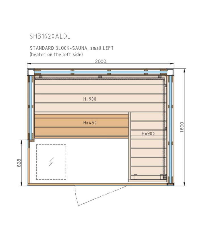 Harvia Block SHB1620ALDL Dimensions