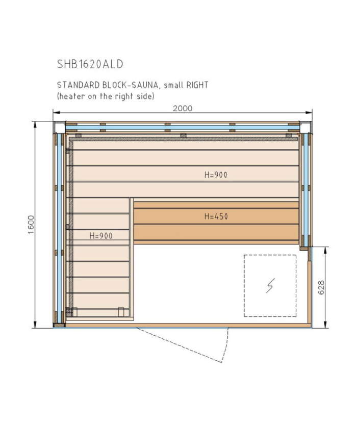 Harvia Block SHB1620ALDR Dimensions