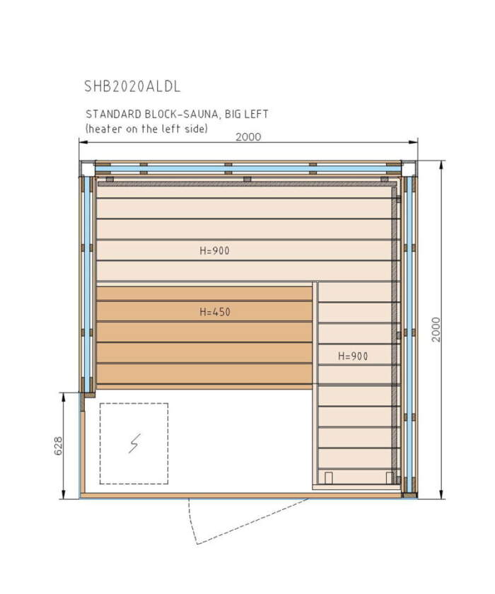 Harvia Block SHB2020ALDL Dimensions