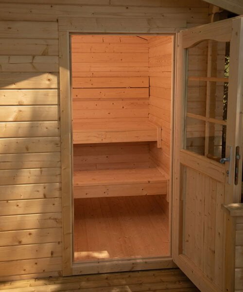 Harvia Kuikka Outdoor Sauna Cabin Interior Detail