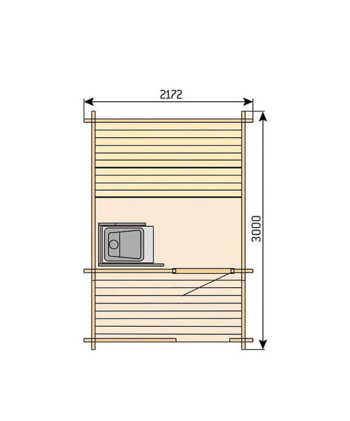Harvia Kuikka Outdoor Sauna Layout Diagram