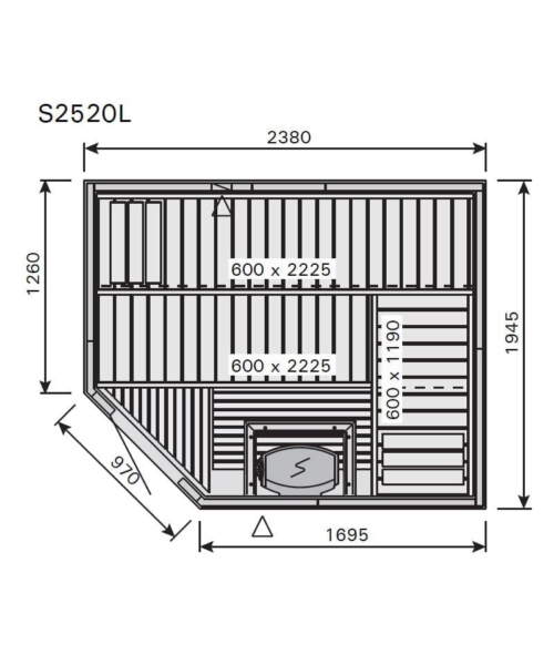 Harvia Variant Corner Large S2520L Dimensions