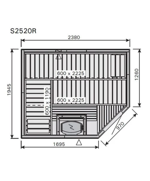 Harvia Variant Corner Large S2520R Dimensions