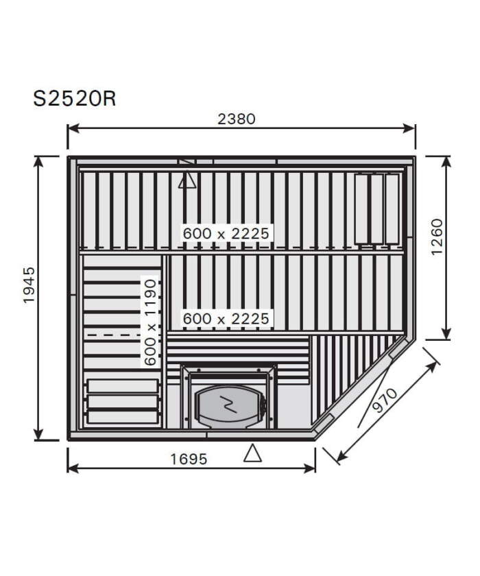 Harvia Variant Corner Large S2520R Dimensions