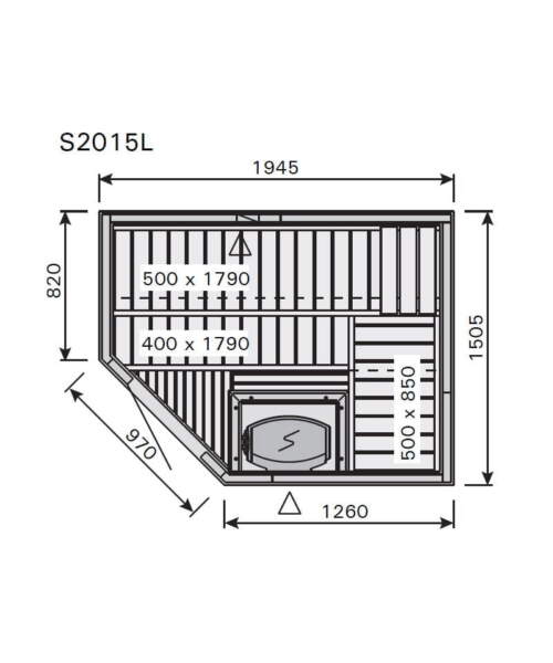 Harvia Variant Corner Medium S2015L Dimensions