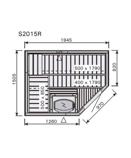 Harvia Variant Corner Medium S2015R Dimensions