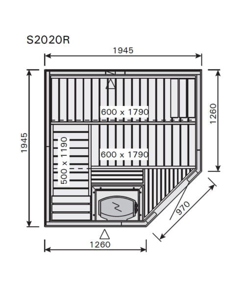 Harvia Variant Corner Medium S2020R Dimensions