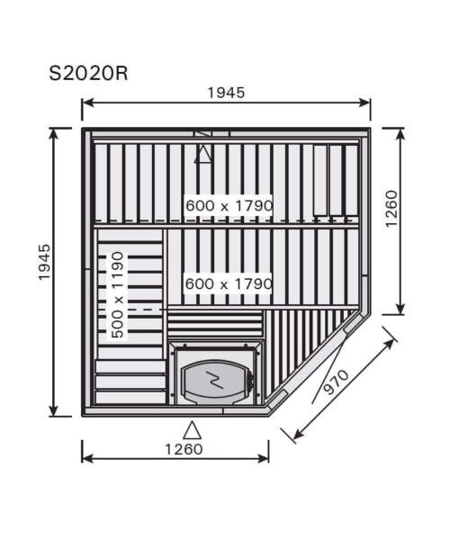 Harvia Variant Corner Medium S2020R Dimensions