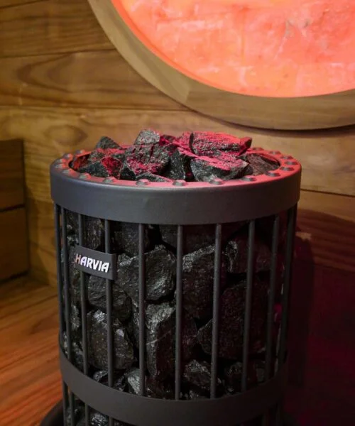 Harvia Black Vulcanite Sauna Stones in Heater