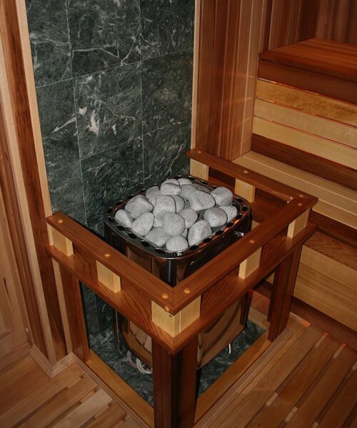 Harvia Club Combi installed in designer sauna