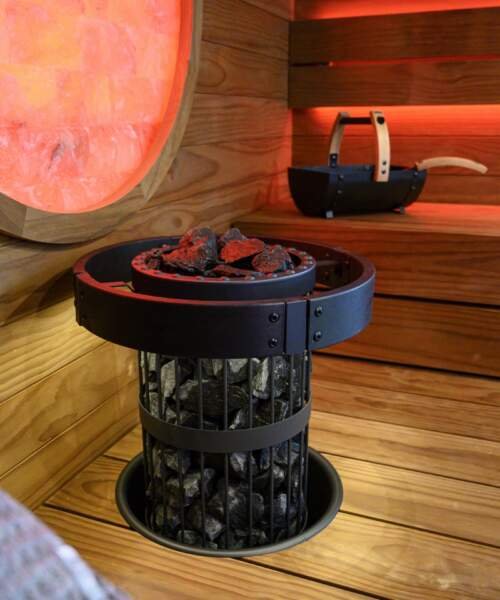 Harvia Legend Embedded in Sauna Bench with Safety Railing
