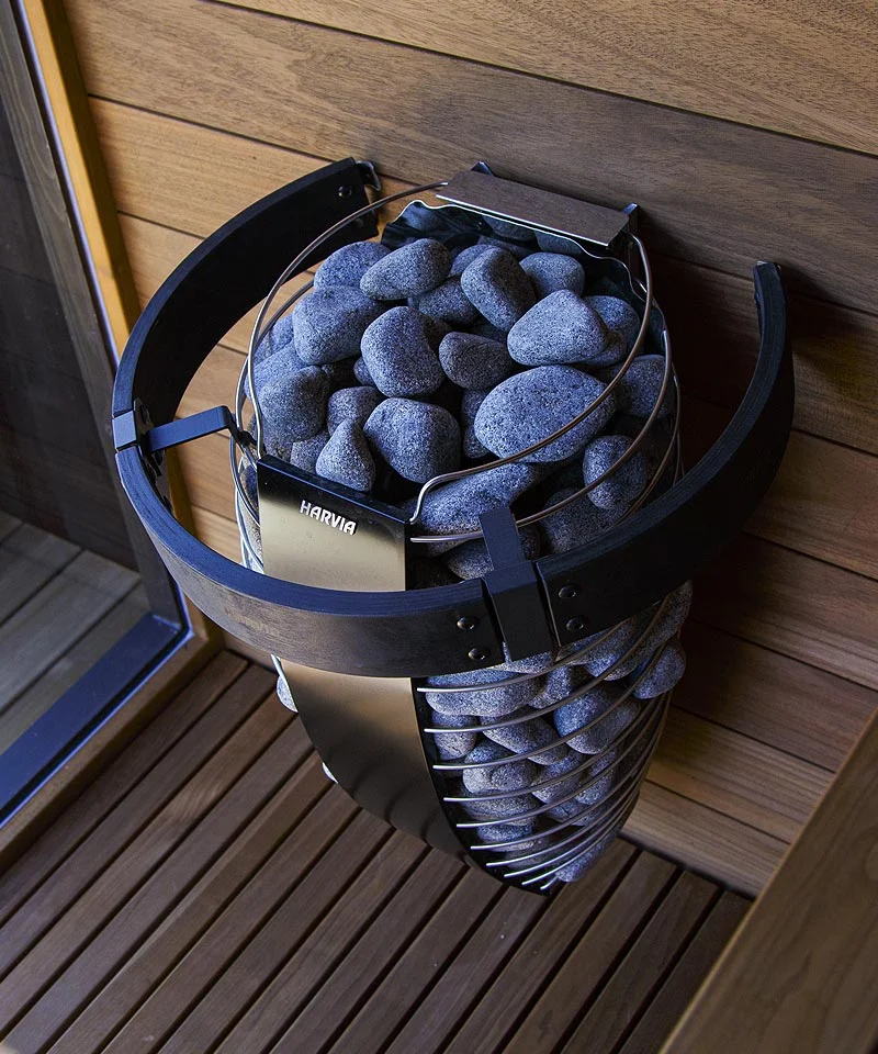 Top view of Harvia Spirit with safety railing attached