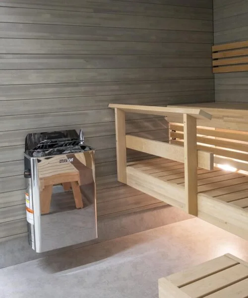 Harvia The Wall Steel Installed in Sauna