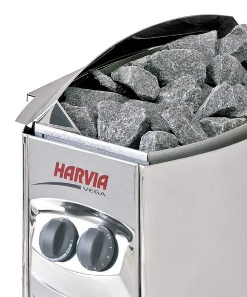Close up View of the Harvia Vega Sauna Heater with Built-in Control Panel