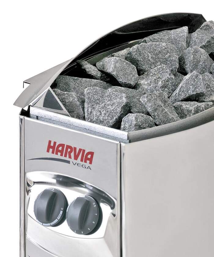 Close up View of the Harvia Vega Sauna Heater with Built-in Control Panel