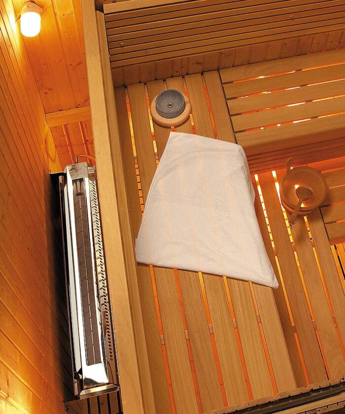 Harvia Hidden Heater Wall Mounted Behind Sauna Bench