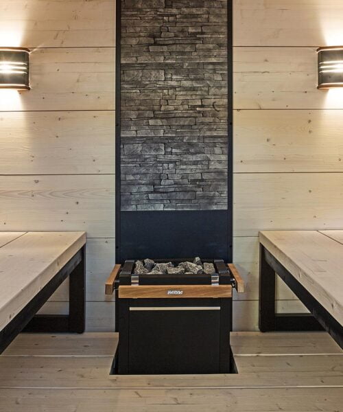 Harvia Solide sauna with Harvia Virta sauna heater installed