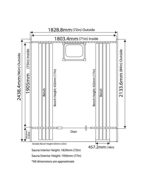 Almost Heaven Huntington Barrel Sauna Dimensions