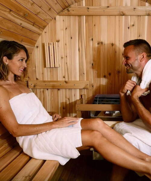 People enjoying the Almost Heaven Saunas Huntington