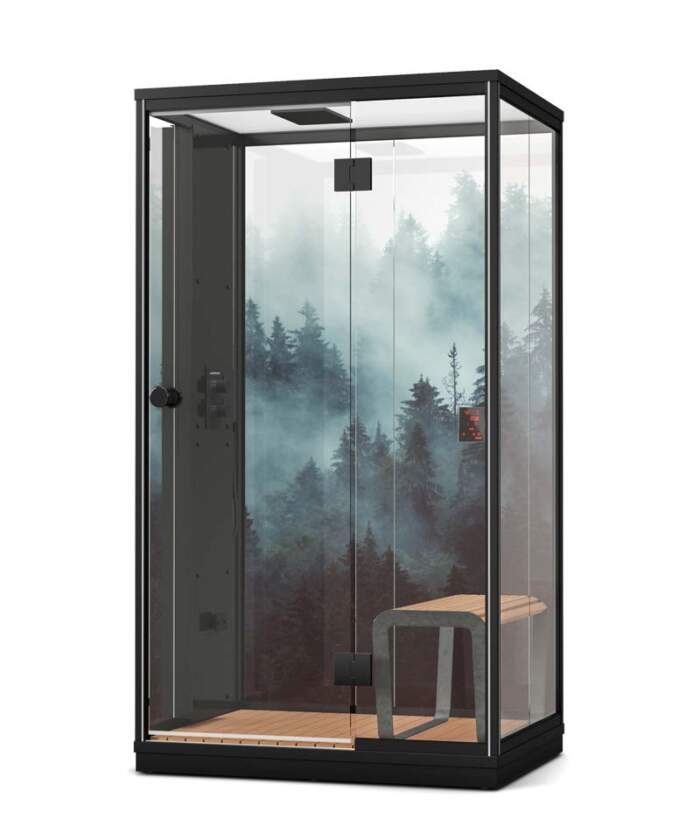Harvia Nova LUX 1 Person Steam Shower Cabin Black Glass - Image 4
