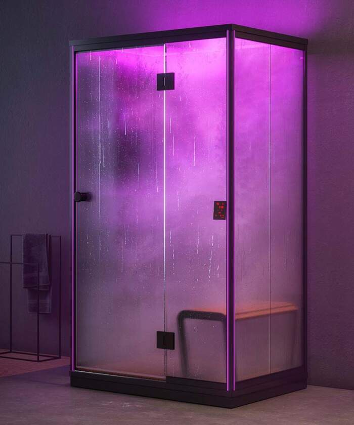 Harvia Nova Steam Shower Cabin being used.