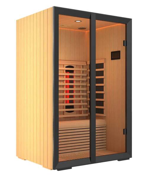 Angled View of the Sentiotec Onni Small Sauna Cabin