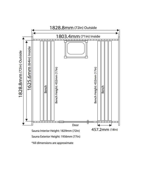 Almost Heaven Pinnacle Barrel Sauna Dimensions