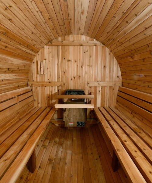 Almost Heaven Pinnacle Barrel Sauna Interior View