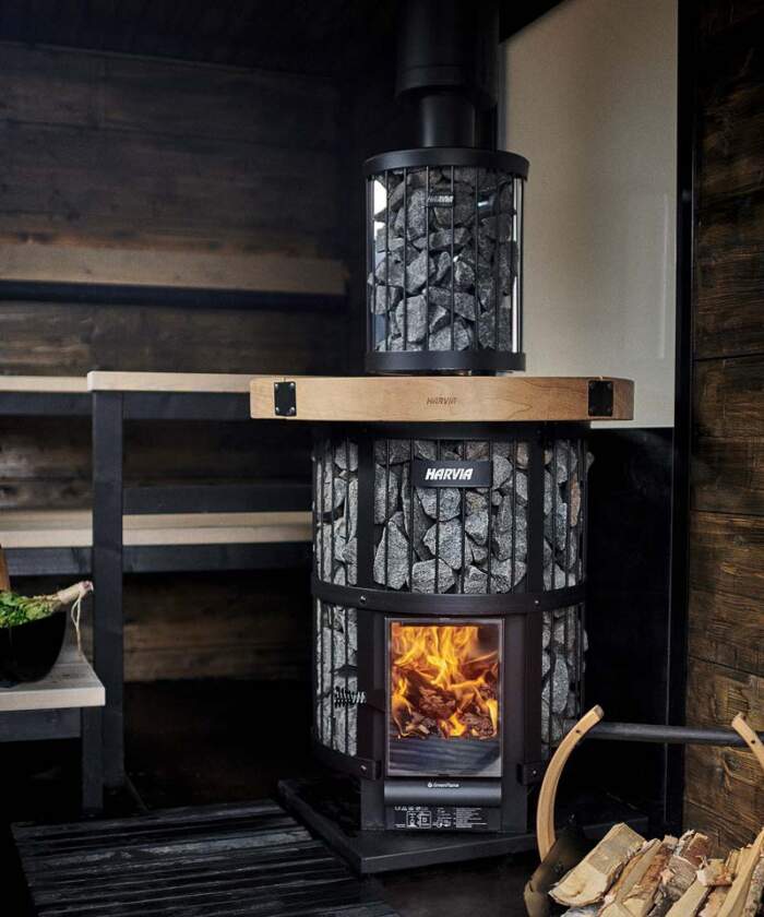 Harvia Legend GreenFlame with Smoke Pipe and Water Heater