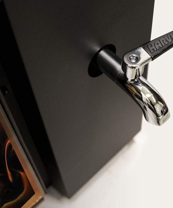 Detailed view of the Harvia Linear 22 Greenflame RS water tap