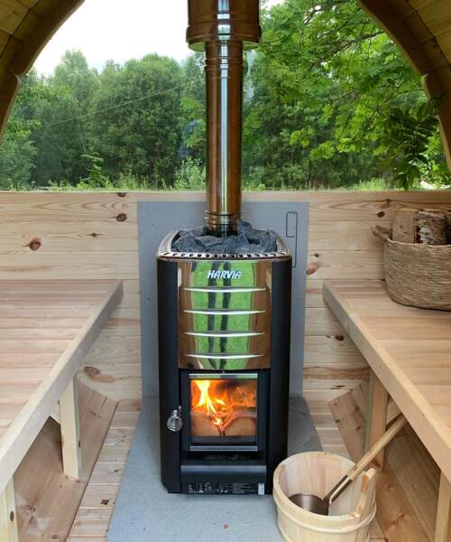 Harvia M3 Installed in Barrel Sauna